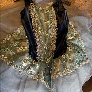 Girls' Sequin Lace Tulle Dance Costume Dress - Blue/ Navy